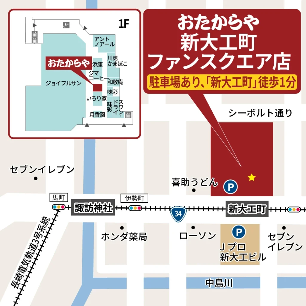 おたからや 新大工町ファンスクエア店へのアクセスマップ