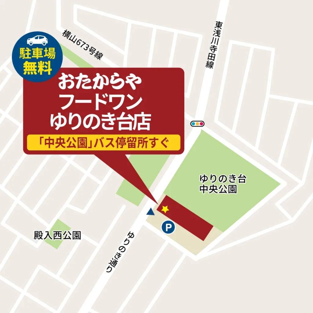 おたからや フードワンゆりのき台店へのアクセスマップ